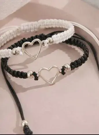 Bracelet shamballa duo blanc noir pour deux