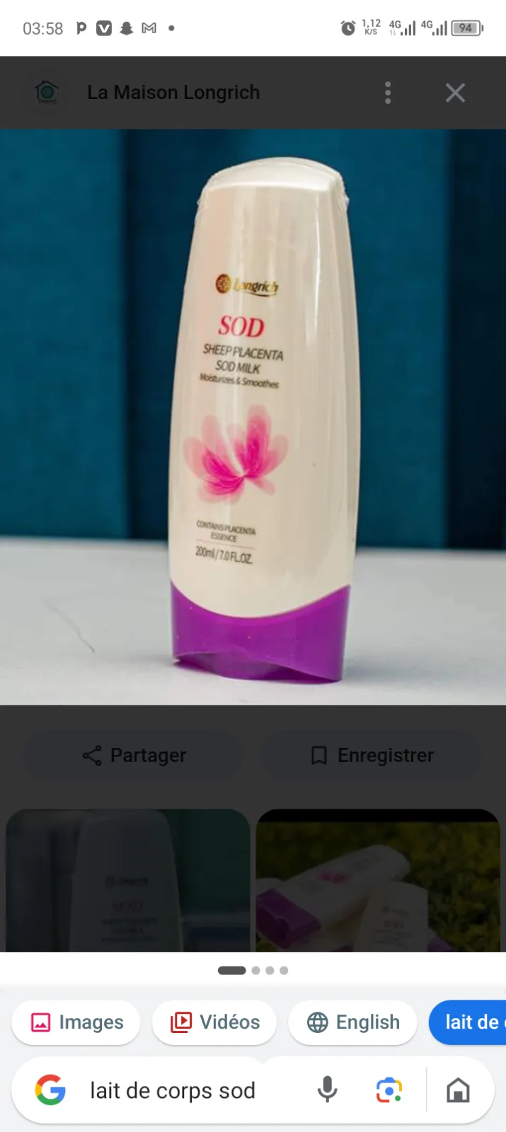 Lait de Corps SOD Longrich