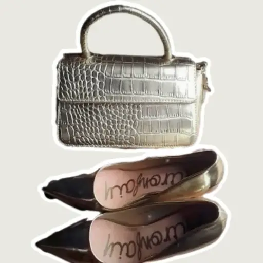 Ensemble sac + chaussures à talon or